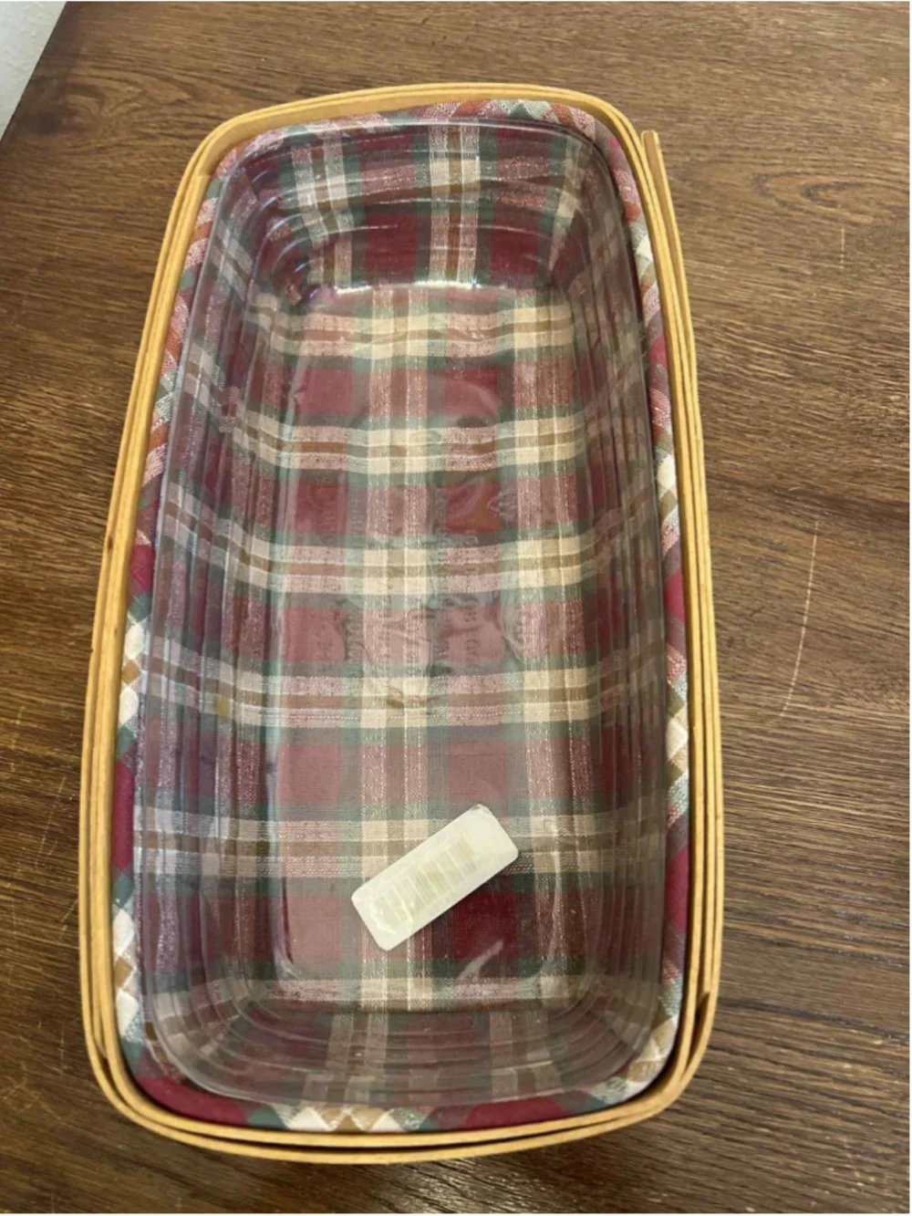 Longaberger Holiday Basket Plaid Liner & Protector Signed Handmade USA 2000